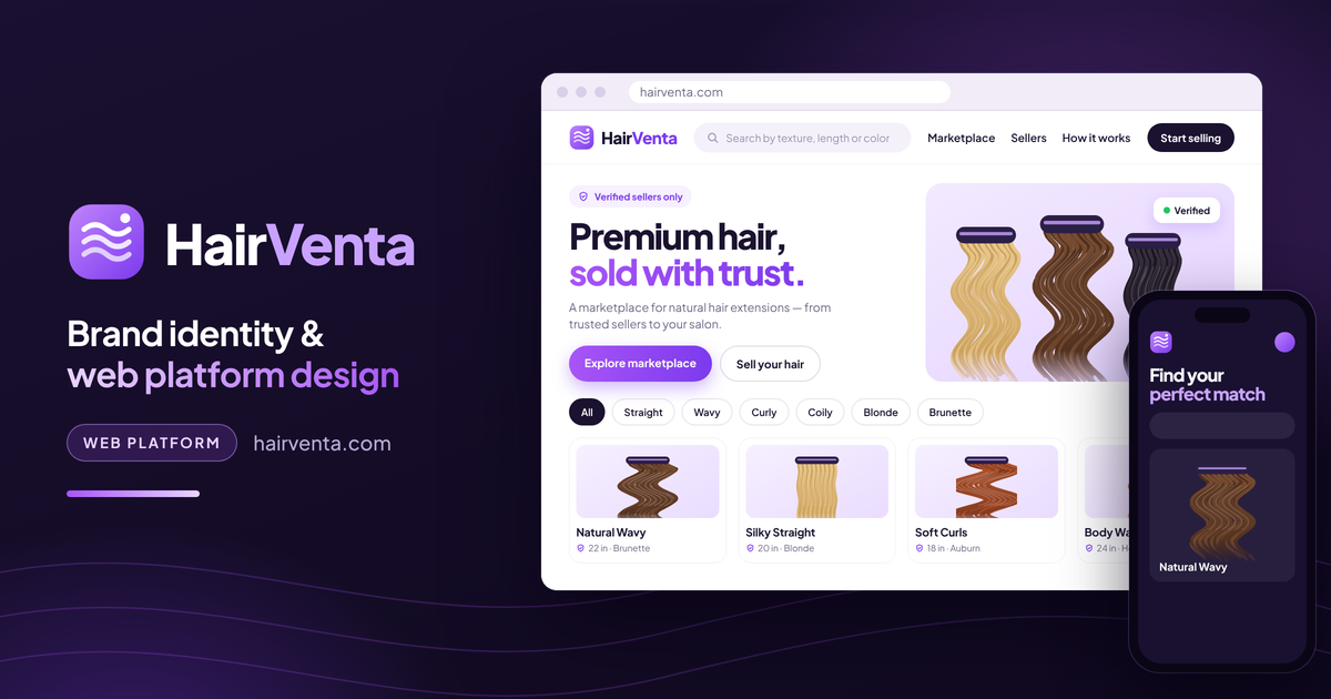 HairVenta — brand identity and web platform design