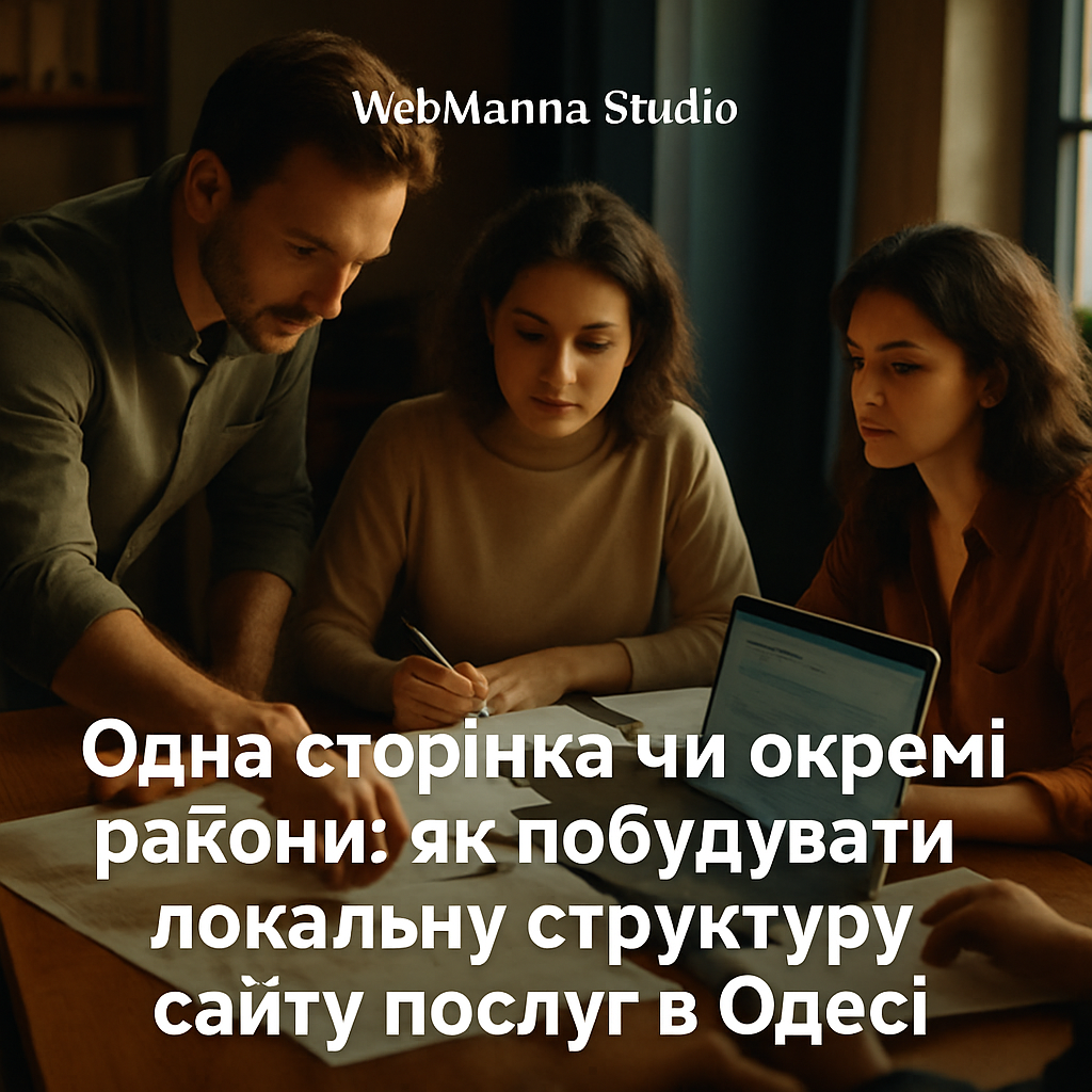 Ілюстрований банер: Одна сторінка чи окремі райони: як побудувати локальну структуру сайту послуг в Одесі