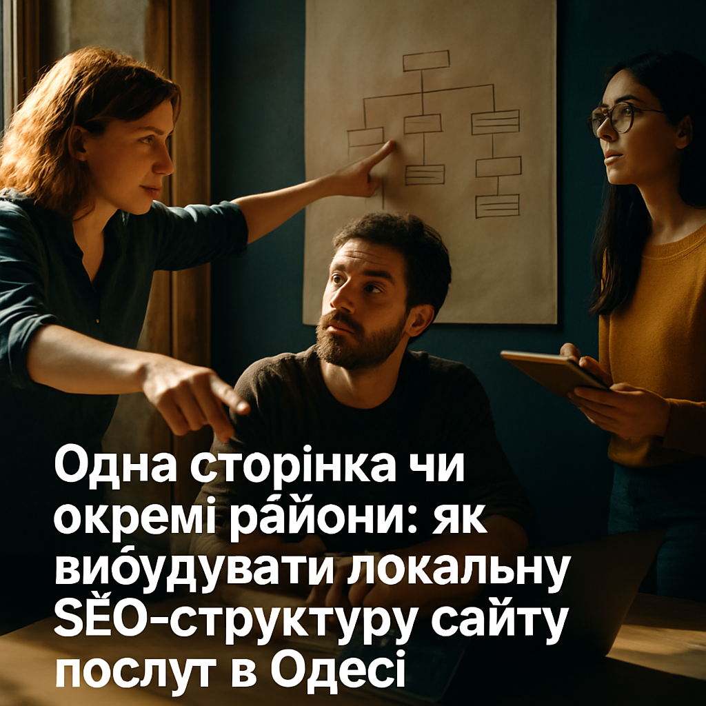 Ілюстрований банер: Одна сторінка чи окремі райони: як вибудувати локальну SEO-структуру сайту послуг в Одесі
