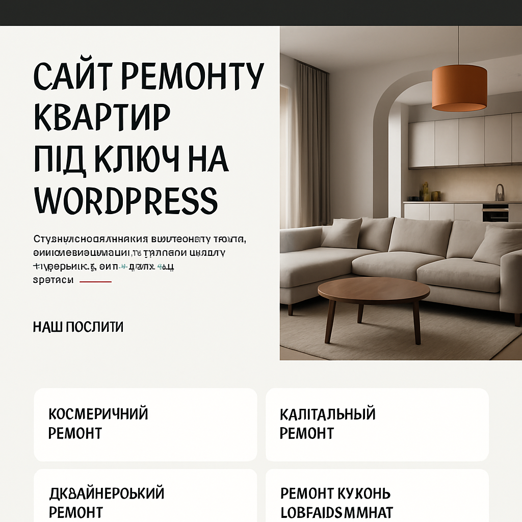 Прев’ю сайту 1 із 5: Сайт ремонту квартир під ключ на WordPress