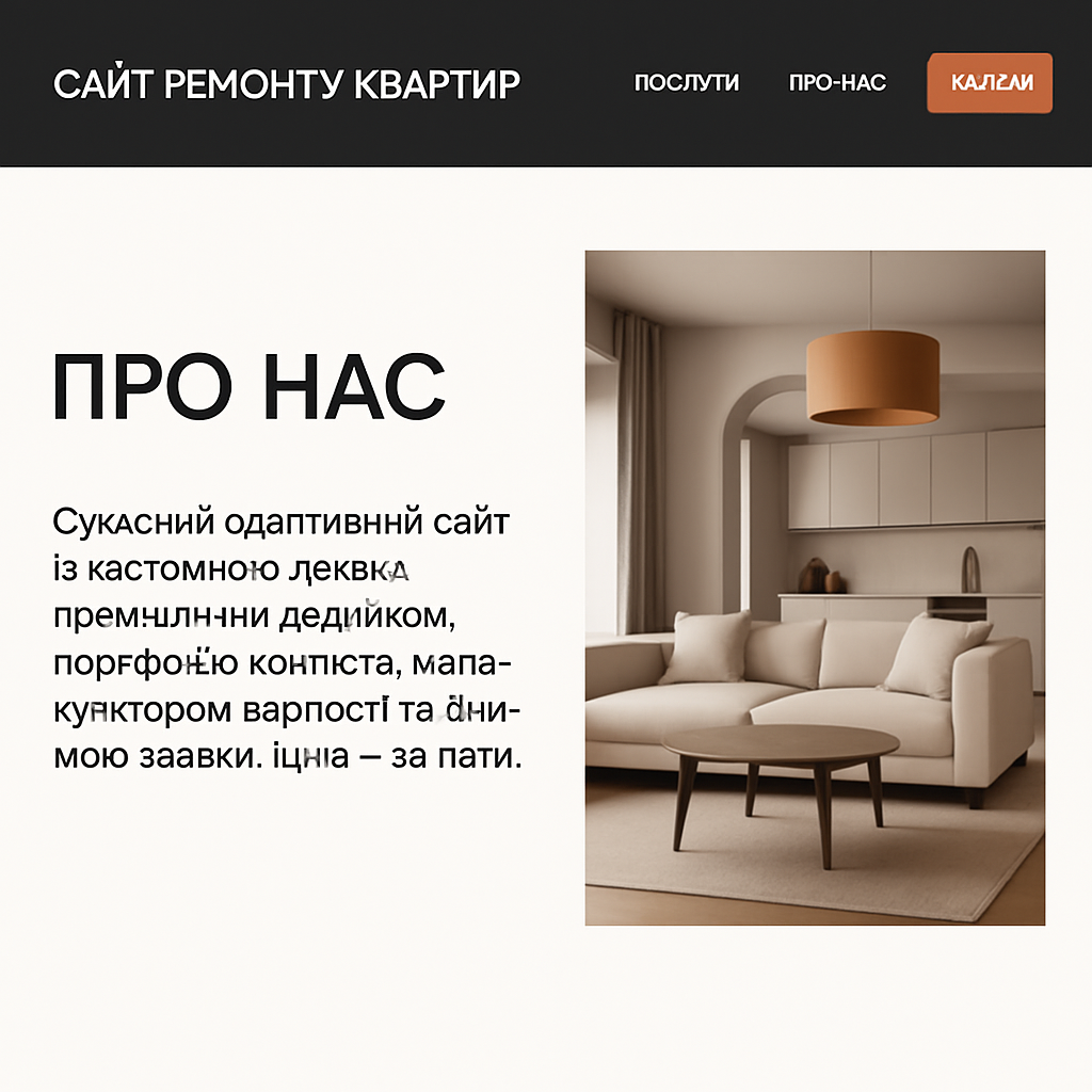 Прев’ю сайту 3 із 5: Сайт ремонту квартир під ключ на WordPress