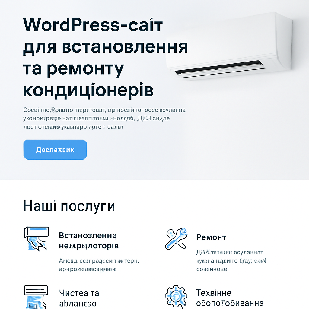 Прев’ю сайту 1 із 5: WordPress-сайт для встановлення та ремонту кондиціонерів