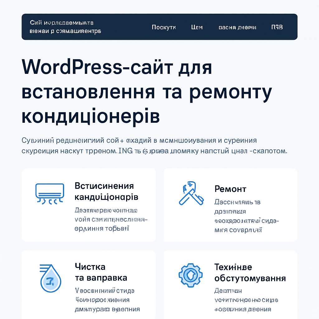 Прев’ю сайту 2 із 5: WordPress-сайт для встановлення та ремонту кондиціонерів