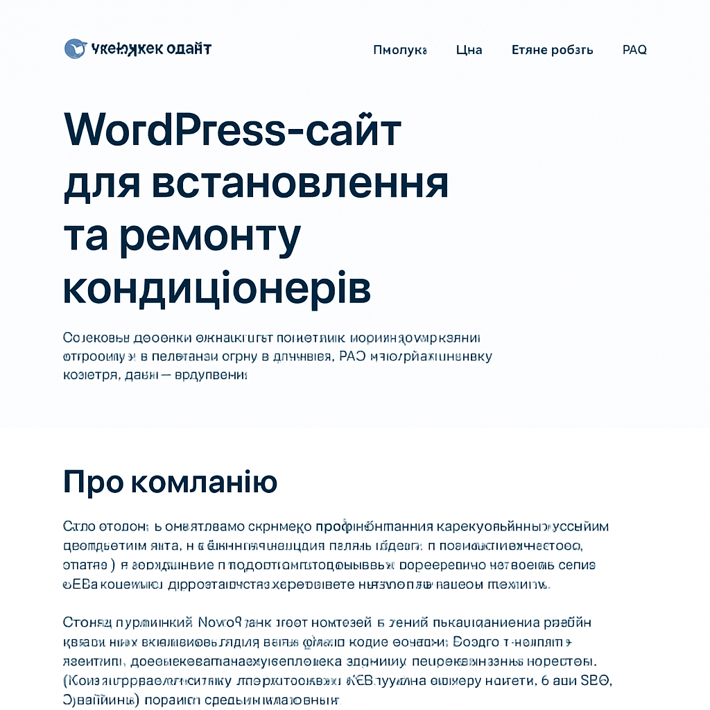 Прев’ю сайту 3 із 5: WordPress-сайт для встановлення та ремонту кондиціонерів